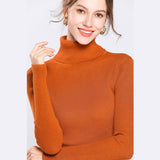 Fashionkova  Turtleneck Pullovers Sweaters Women Autumn Winter Primer Shirt Long Sleeve Short Slim-Fit Tight Jumper Tops Solid