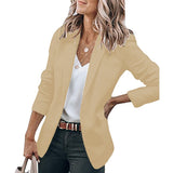 Fashionkova  Office Lady Blazer Coats Notched Long Sleeves Button Women Casual Solid Suits Jackets Female Work Business Basic Blazers