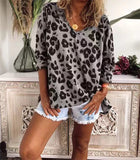 Fashionkova  2022 Autumn Vintage Long Sleeve Tunic Tops Women Sexy V-Neck Blouses Leopard Print Shirt Elegant Casual Loose T-Shirt Blusas
