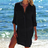 Fashionkova  Hot 2022 Cotton Tunics For Beach Women Swimsuit Cover-Ups Woman Swimwear Beach Cover Up Beachwear Mini Dress Saida De Praia
