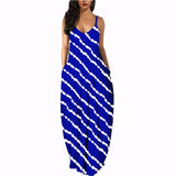 Fashionkova  Women Summer Plus Size Maxi Dresses Sexy Solid Stripes Dress Casual Female Loose Sleeveless Tie Dye Beach Party Dress 2022 New