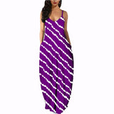 Fashionkova  Women Summer Plus Size Maxi Dresses Sexy Solid Stripes Dress Casual Female Loose Sleeveless Tie Dye Beach Party Dress 2022 New