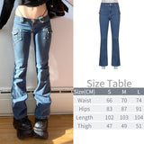 Fashionkova  2022 Spring Summer Y2K Flare Jeans Women Aesthetic Casual Low Waisted Cargo Pants Retro Vintage Trousers Streetwear