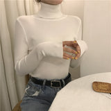 Fashionkova  Turtleneck Pullovers Sweaters Women Autumn Winter Primer Shirt Long Sleeve Short Slim-Fit Tight Jumper Tops Solid