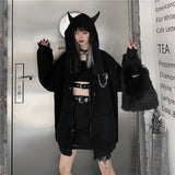 Fashionkova   Japanese Zip Up Hoodie Zipper Women Harajuku Punk Gothic Sweatshirt Fairy Grunge Black Jacket Coat Streetwear Alt Emo Clothes