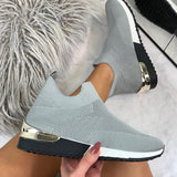 Fashionkova  New Spring Knitting Socks Shoes Women 2022 Mesh Breathable Platform Sneakers Slip On Flat Casual Loafers Ladies Vulcanized Shoes