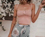 Fashionkova  2022 Candy Color Ruched Pleated Camis Streetwear Tube Women Summer Short Tank Tops Retro Cool Girls Sexy Slim Crop Top Tees