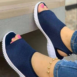 Fashionkova  Summer Women Shoes 2023 Mesh Fish Platform Shoes Women's Closed Toe Wedge Sandals Ladies Light Casual Sandals Zapatillas Muje