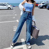 Fashionkova   Women's Jeans 2022 New Wide Leg Casual Streetwear Femme High Waist Trouser Vintage Baggy Jeans Fashion Straight Mom Denim Pants