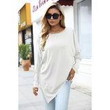Fashionkova  Cotton Irregular Womens Tops And Blouses Casual O Neck Long Sleeve Long Solid Female Tunic 2022 Spring 5XL Plus Size Women Shirt