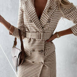 Fashionkova  Elegant Woman Blazer Dress 2022 Autumn And Winter Women's Long Sleeved Color Suit Dress Jacket With Belt