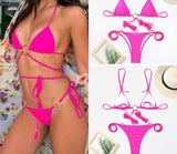 Fashionkova   Sexy Bandage Bikini 2022 Print Biquini Women Bathing Suits Hollow Out Swimsuit String Micro Bikini Set Ring Swimwear