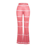 Fashionkova AA Women's Flared Pants High-Waist Trousers Stripes Casual Loose Slimming Pants Summer Bottoms