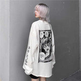 Fashionkova  Emo Alt Cartoon Horror Graphic T-Shirt Women Character Print Loose Punk Japanese T Shirts Pullover Top Harajuku Street Tees