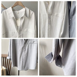 Fashionkova  White Shirt For Women Casual Solid Turn Down Collar Minimalist Loose Womens Tops And Blouses 2022 Spring Autumn Cotton Shirts