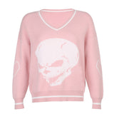 Fashionkova  Harajuku Skull Print Loose Autumn Winter Sweater Women Pullovers Casual Y2k Knitwear Jumpers Korean Sweaters Vintage E-Girl Tops