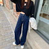 Fashionkova  Jeans Woman High Waist New 2022 Summer Dark Blue Baggy Denim Pants Wide Leg Casual Mom Jeans Vintage Streetwear Straight Pants