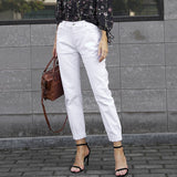 Fashionkova  2022 Spring Women Jeans Solid Fashion Streetwear Cotton Elastic Waist Stretch Causal With Pockets New Denim Pants