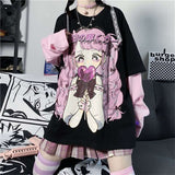 Fashionkova   Emo Anime Long Sleeve Kawaii Hoodie Clothes Spring Autumn Hip Hop Japanese Female Loose Harajuku Women Sweatshirts E Girl