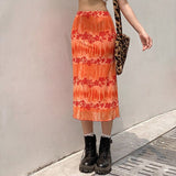 Fashionkova  New Floral Printed Skirts Y2k Orange Fairy Grunge Long Skirts Women Vintage Cute Skirts 2022 Summer Skirts Fashion Holiday Skirt