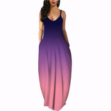 Fashionkova  Women Summer Plus Size Maxi Dresses Sexy Solid Stripes Dress Casual Female Loose Sleeveless Tie Dye Beach Party Dress 2022 New