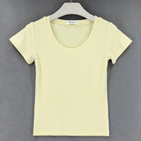 Fashionkova  Skinny Cotton T Shirt Summer 2022 Women Slim Solid Tee Shirt Female Short Sleeve Tops Tees Causal O-Neck Basic Crop Top Femme