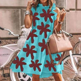 Fashionkova  Vintage Women Sleeveless Ruffles Dress Summer O Neck Floral Printed Mini Dresses Ladies Loose Beach Dresses Vestidos