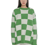Fashionkova  y2k Checkerboard Sweather Women Casual O-Neck Long Sleeve Oversized Pullover Female 2023 New Streetwear