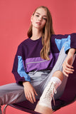 Fashionkova With Color Block Crop Knitted Sweatshirt