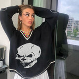 Fashionkova  Harajuku Skull Print Loose Autumn Winter Sweater Women Pullovers Casual Y2k Knitwear Jumpers Korean Sweaters Vintage E-Girl Tops