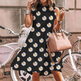 Fashionkova  Vintage Women Sleeveless Ruffles Dress Summer O Neck Floral Printed Mini Dresses Ladies Loose Beach Dresses Vestidos