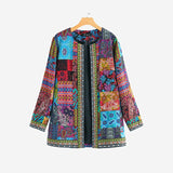 Fashionkova  Plus Size Cardigan Women Fashion Autumn Spring Ethnic Floral Print Long Sleeve Loose Top Women Coat Cardigan Loose Outerwear