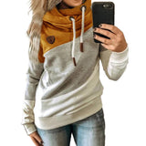 Fashionkova  Turtleneck Leopard Patchwork Hoodies Women Fashion Long Sleeve Drawstring Hooded Tops Autumn Winter Pocket Pullovers Sweatshirts