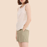 100% Linen Women Tank Top Summer New Style Sleeveless Round Neck Solid Color Casual Breathable Tops