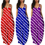 Fashionkova  Women Summer Plus Size Maxi Dresses Sexy Solid Stripes Dress Casual Female Loose Sleeveless Tie Dye Beach Party Dress 2022 New