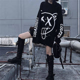 Fashionkova  Harajuku Women Tshirts Oversized Long Sleeve T Shirt Hip Hop Punk Streetwear Girl Tees Girls Black Loose T Shirt Alt Emo Clothes