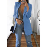 Fashionkova  Office Lady Blazer Coats Lapel Long Sleeve Solid Cardigan Jackets Black Plus Size Lining Pocket Suits Blazer 17 Colors