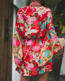 Fashionkova  2022 Autumn Summer Women Long Sleeve Bohemian Floral Casual Loose Long Blouse Kimono Long Cardigan Flare Sleeve Print Thin Shirt