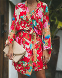 Fashionkova  2022 Autumn Summer Women Long Sleeve Bohemian Floral Casual Loose Long Blouse Kimono Long Cardigan Flare Sleeve Print Thin Shirt