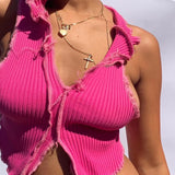 Fashionkova  Sexy Camisole Women Ribbed Knitting Crop Tops Summer Fashion Club Party Wear Tank Tops Y2K E-Girl Vest Female Tee