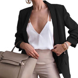 Fashionkova  Women Slim Blazer Coat Cardigan Jackets Notched Long Sleeves Casual Suits 2022 Summer Autumn Solid Pocket Plus Blazers