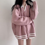 Fashionkova Korean Style Basic Solid Cardigan Sweater Women Preppy Fashion Oversize Long Sleeve Jumper Female Autumn V-Neck Jackets