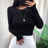 Fashionkova  Thin T Shirt Women Korean Style Cotton T-Shirts 2022 Long Sleeve Top Woman Clothes Spring Autumn Tee Shirt Femme Camisetas Mujer