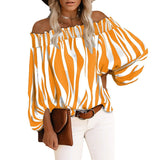 Fashionkova  2022 Spring Off Shoulder Striped Womens Tops And Blouses Sexy Streetwear Long Sleeve New Tunic Plus Size 5XL Chiffon Loose Shirt