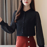 Fashionkova  Fashion Woman Blouses 2022 Autumn New Long Sleeve Women Shirts Black White Blouse Tops OL Style Women Blouse Shirt Blusas 0974