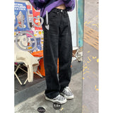 Fashionkova  Black Women's Jeans High Waist Straight Baggy Fashion Pants Street Patchwork Chic Design Vintage Female Wide Leg Denim Trouser