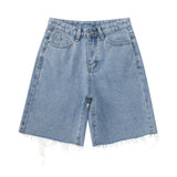 Fashionkova  Women's Short Jeans 2022 Summer Streetwear High Waist Five Points Trousers Casual Vintage Baggy Straight Femme Denim Short Pants