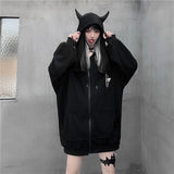 Fashionkova   Japanese Zip Up Hoodie Zipper Women Harajuku Punk Gothic Sweatshirt Fairy Grunge Black Jacket Coat Streetwear Alt Emo Clothes