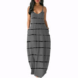 Fashionkova  Women Summer Plus Size Maxi Dresses Sexy Solid Stripes Dress Casual Female Loose Sleeveless Tie Dye Beach Party Dress 2022 New