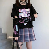 Fashionkova  Emo Y2K Japanese Streetwear E Girl Anime With Arm Cover Graphic Top Harajuku Kawaii Summer Alt Tops For Women T Shirt Clothes